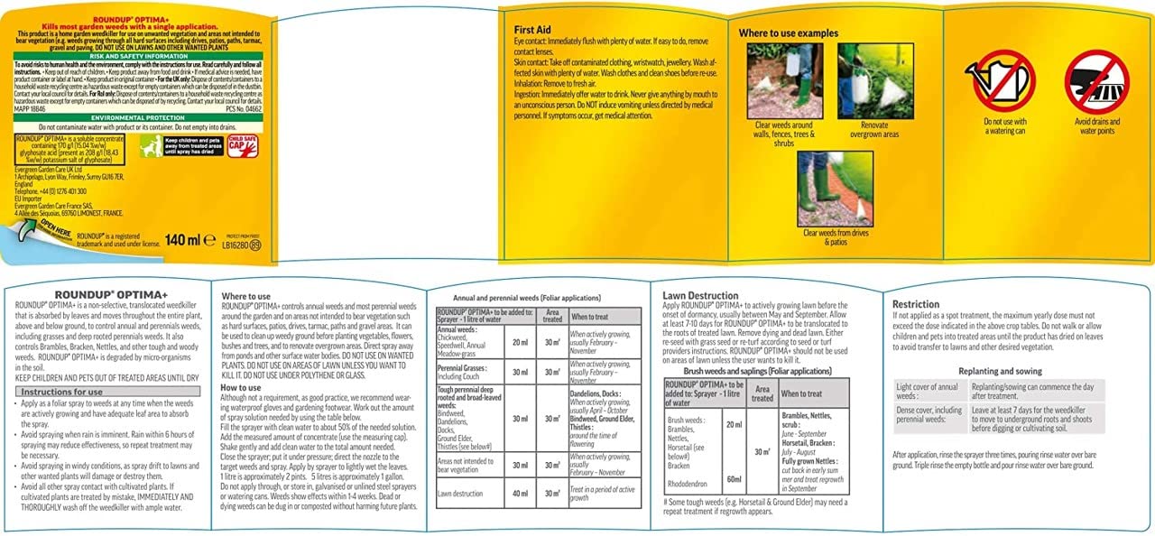 Concentré désherbant total Roundup Optima+ (140ml)