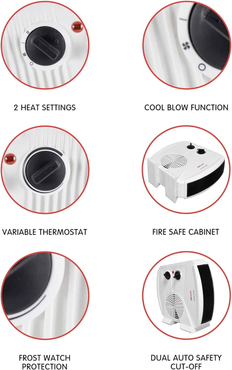 Radiateur soufflant vertical/à plat StayWarm 3000 W - Blanc
