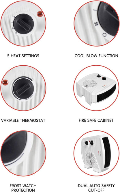 Radiateur soufflant vertical/à plat StayWarm 3000 W - Blanc