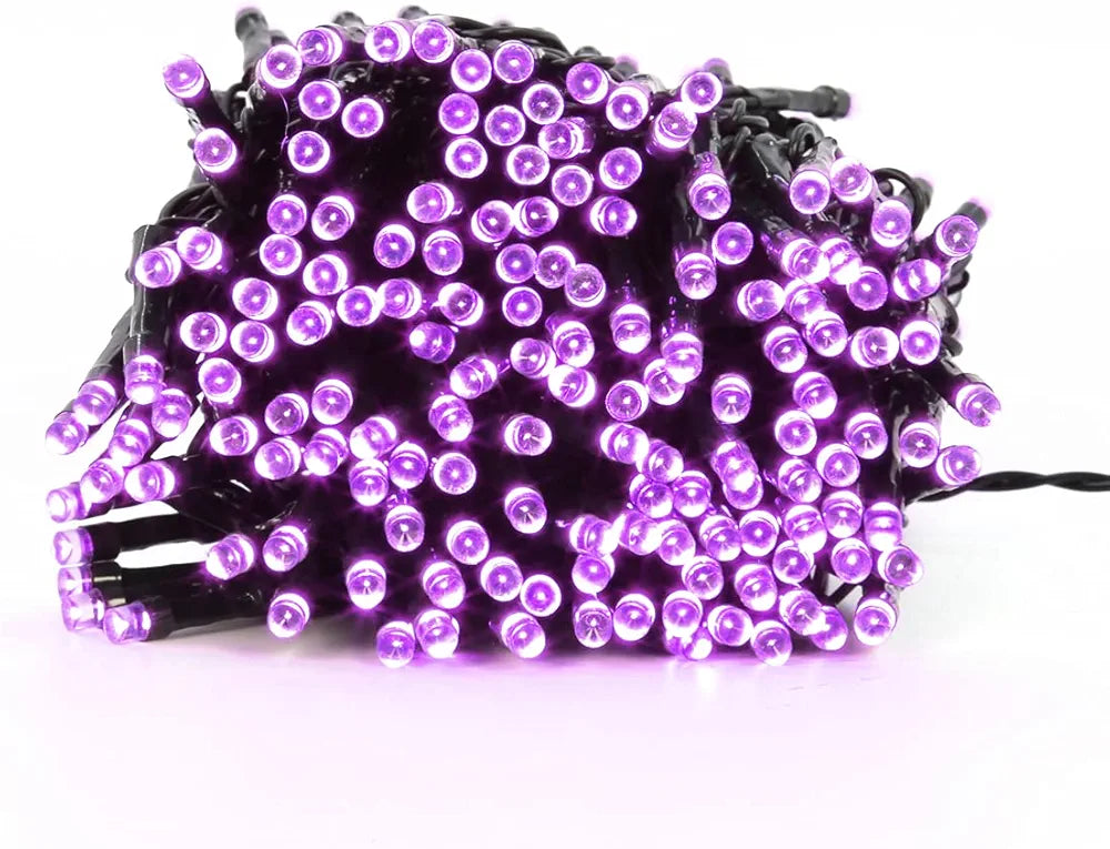 The Christmas Workshop 200 Purple LED Chaser Christmas Lights / Indoor or Outdoor Fairy Lights / 13.9 Metres / 8 Light Modes / Great For Christmas, Weddings & Gardens