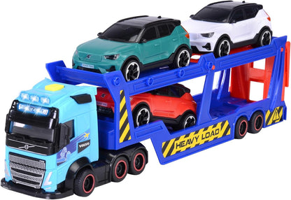 Volvo Truck Transporter Trailer FH16 de 40 cm avec remorque, inclut 3 voitures XC40 Recharge, avec effets sonores et lumineux