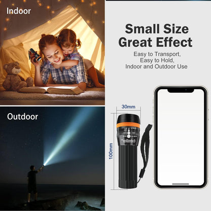 EXTRASTAR LED Torch, LED Handheld Flashlights Battery Powered 5 Lightning Modes, Pocket Size for Camping, Running, Hiking, Outdoor and Indoor
