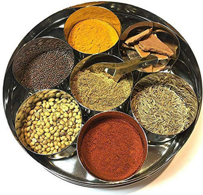Stainless Steel Masala Dabba Spice Box,Spice Containers Masala Dabba 7 Compartments