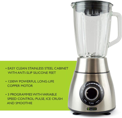 Mixeur à smoothie 1200 W Health Kick avec fonction glace pilée