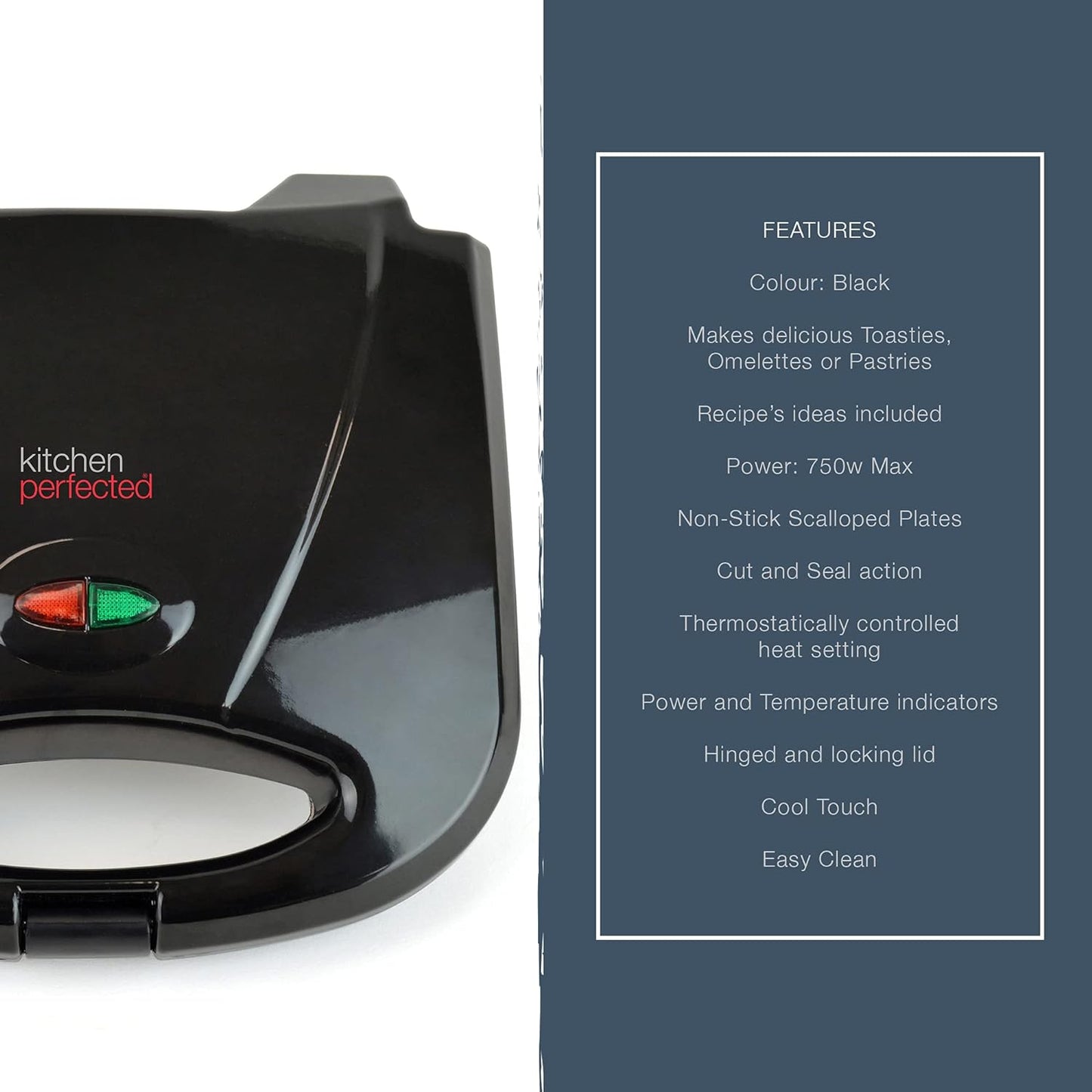 Appareil 2-en-1 pour sandwichs et omelettes KitchenPerfected – Noir
