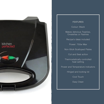 Appareil 2-en-1 pour sandwichs et omelettes KitchenPerfected – Noir