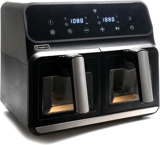 Friteuse à air double zone Health Kick 8L Digi-Touch avec fenêtre - Noir