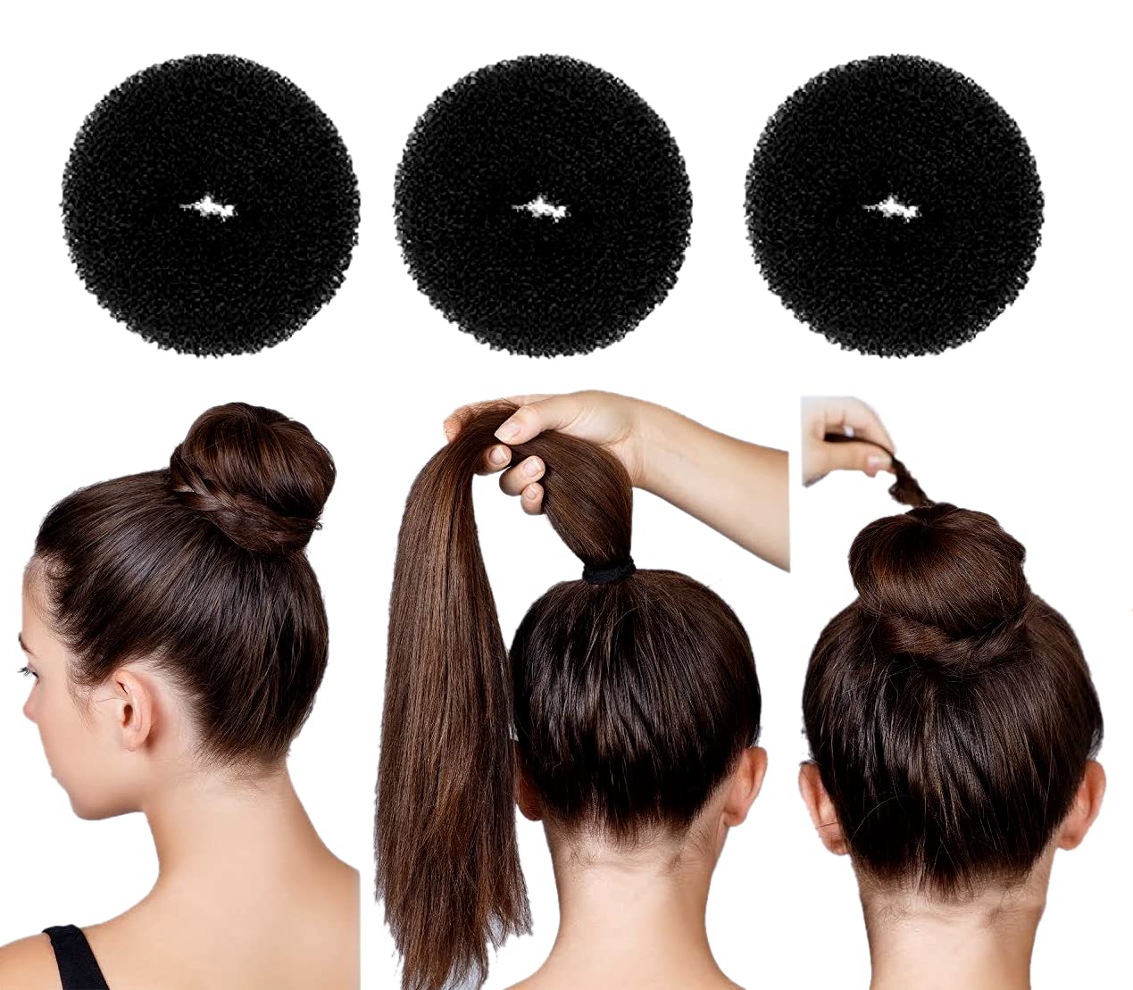 Sleek and Stylish Black Bun Holder for Effortless Hair Elegance