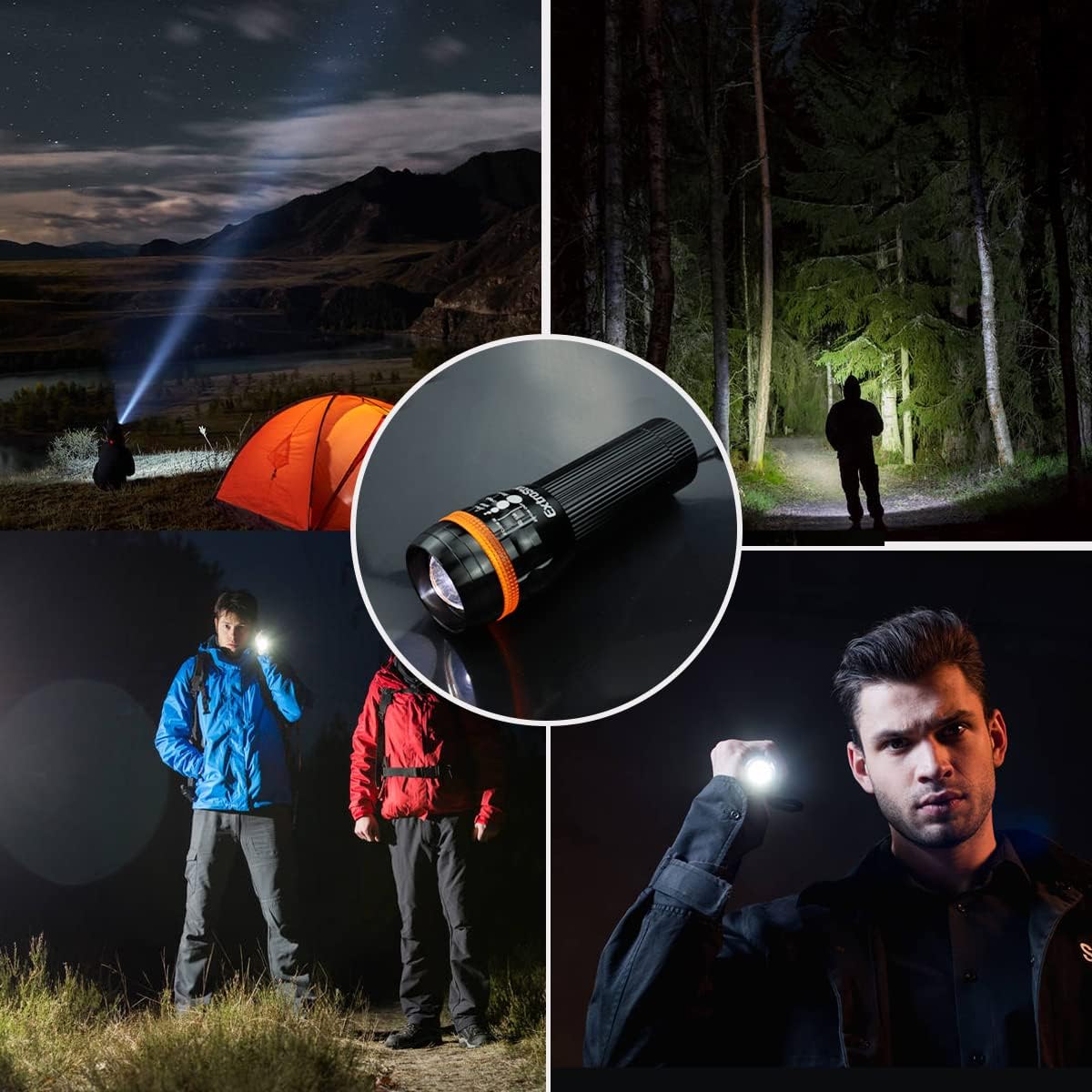 EXTRASTAR LED Torch, LED Handheld Flashlights Battery Powered 5 Lightning Modes, Pocket Size for Camping, Running, Hiking, Outdoor and Indoor