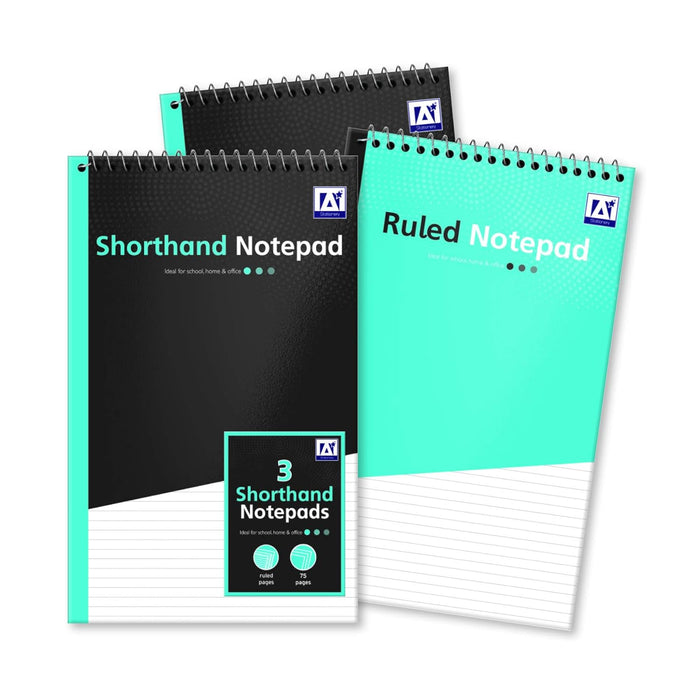 Shorthand Notepad - Ruled Pages - 75 Sheets Per Pad - 3 Pads/Pack