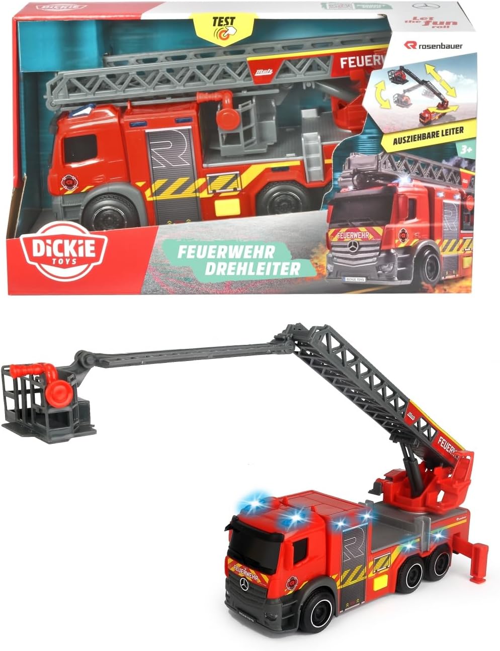 DICKIE TOYS City Fire Ladder Truck Mersedes Benz 23 cm