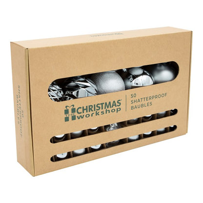50 boules de Noël incassables - Argent
