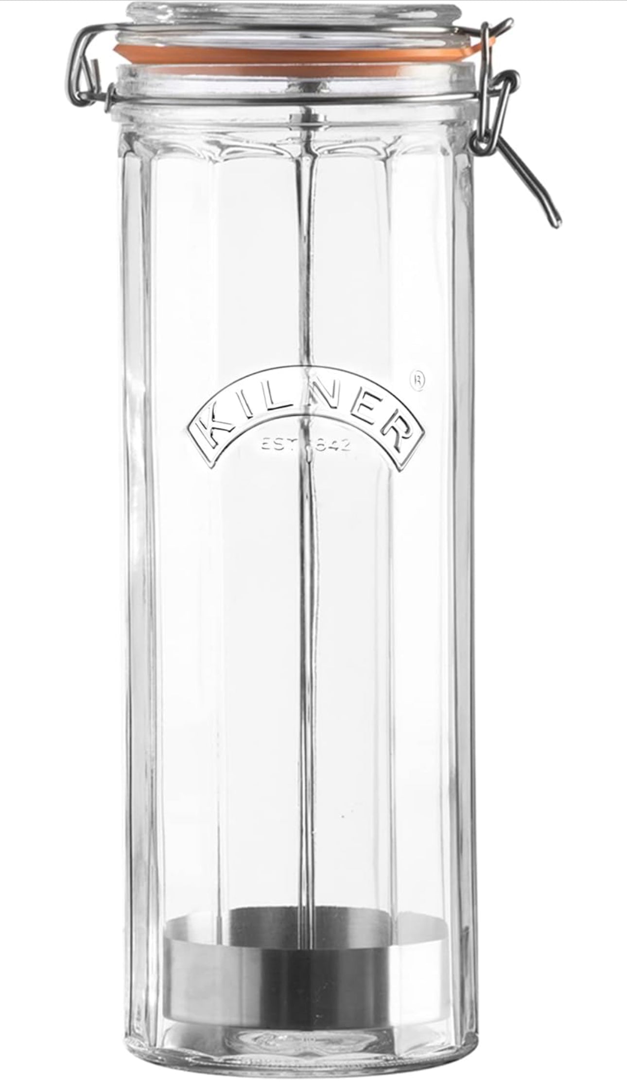 Kilner Facetted Glass Spaghetti Dispenser 2.2 Litre Airtight Food Storage Jar with Lid Kitchen Pantry Storage Container