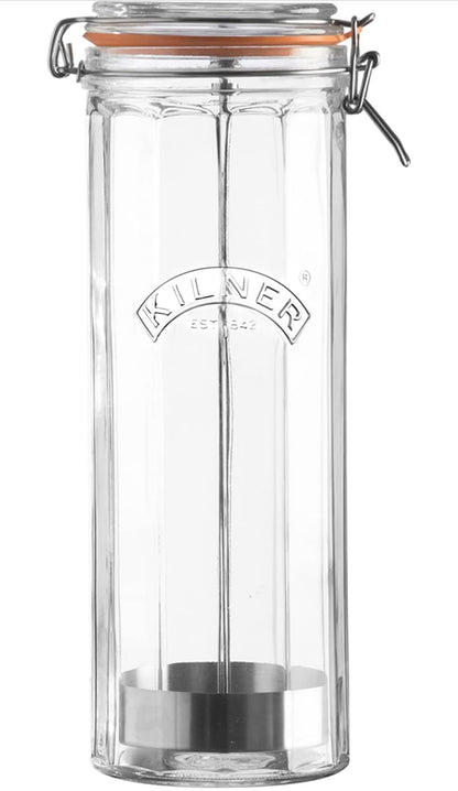 Kilner Facetted Glass Spaghetti Dispenser 2.2 Litre Airtight Food Storage Jar with Lid Kitchen Pantry Storage Container