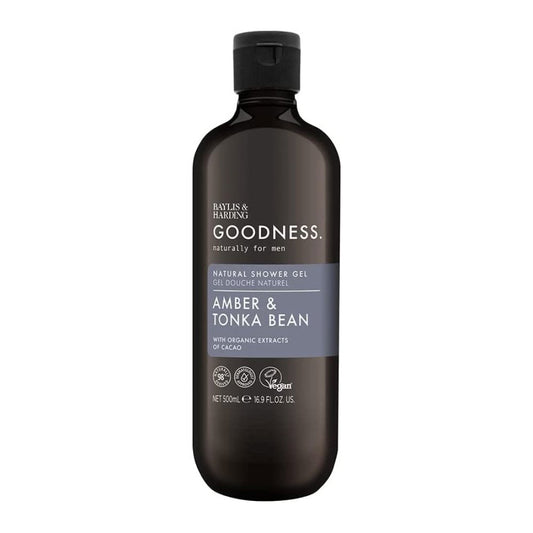 GOODNESS MENS SHOWER GEL AMBER TONKA BEA