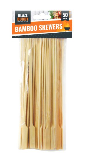 50 Bamboo Food Skewers 20cm Wooden Paddle Sticks BBQ Barbecue Grill Fruit Kebab