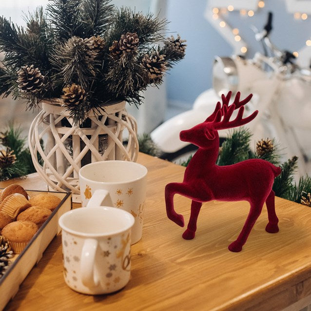 Flocked Reindeer Decoration