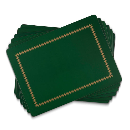 Sets de table vert avec ligne dorée – Lot de 6