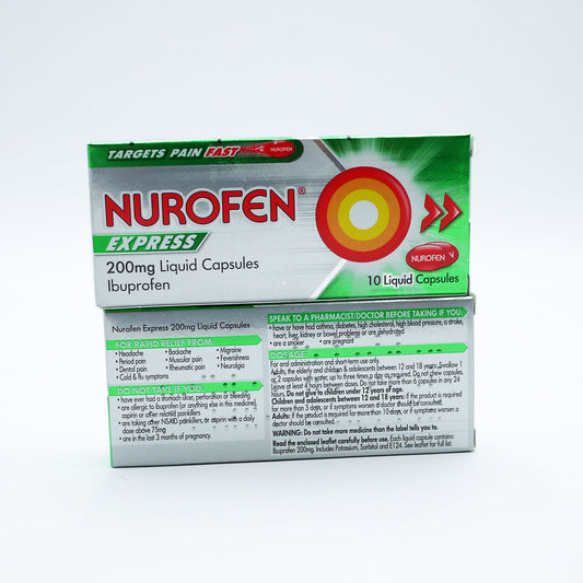 NUROFEN EXPRESS IBUPROFEN LIQUID CAPS 200MG 10'S