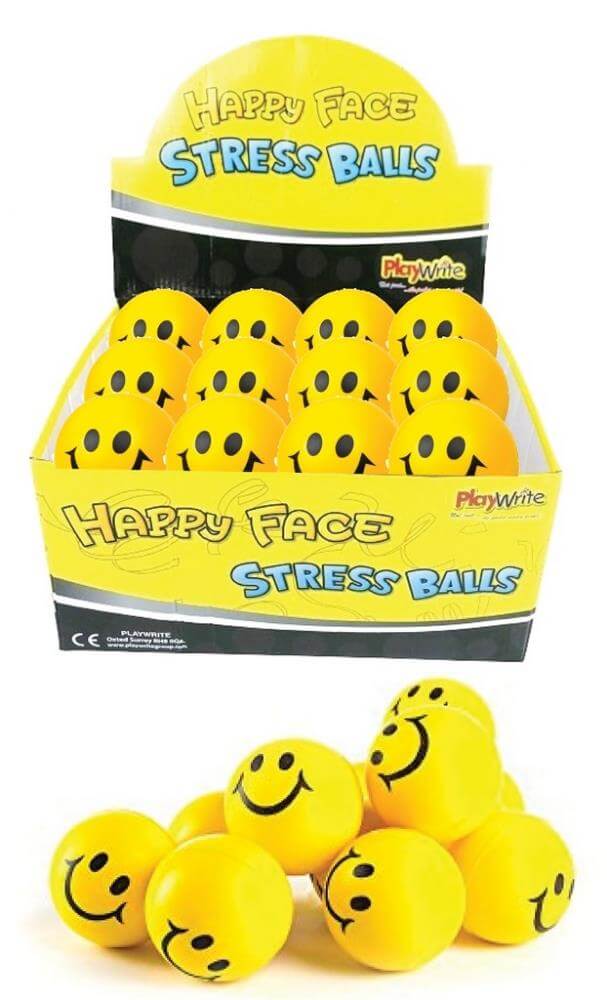 Bright Yellow Happy Smiley Face 65mm Squishy Stress Ball 1 Supplied
