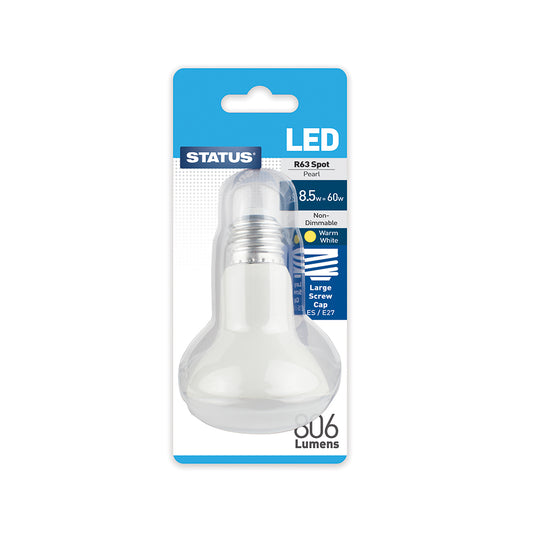 8.5w = 60w = 806 lumens -  R63 Reflector Spot - ES - 1 pk