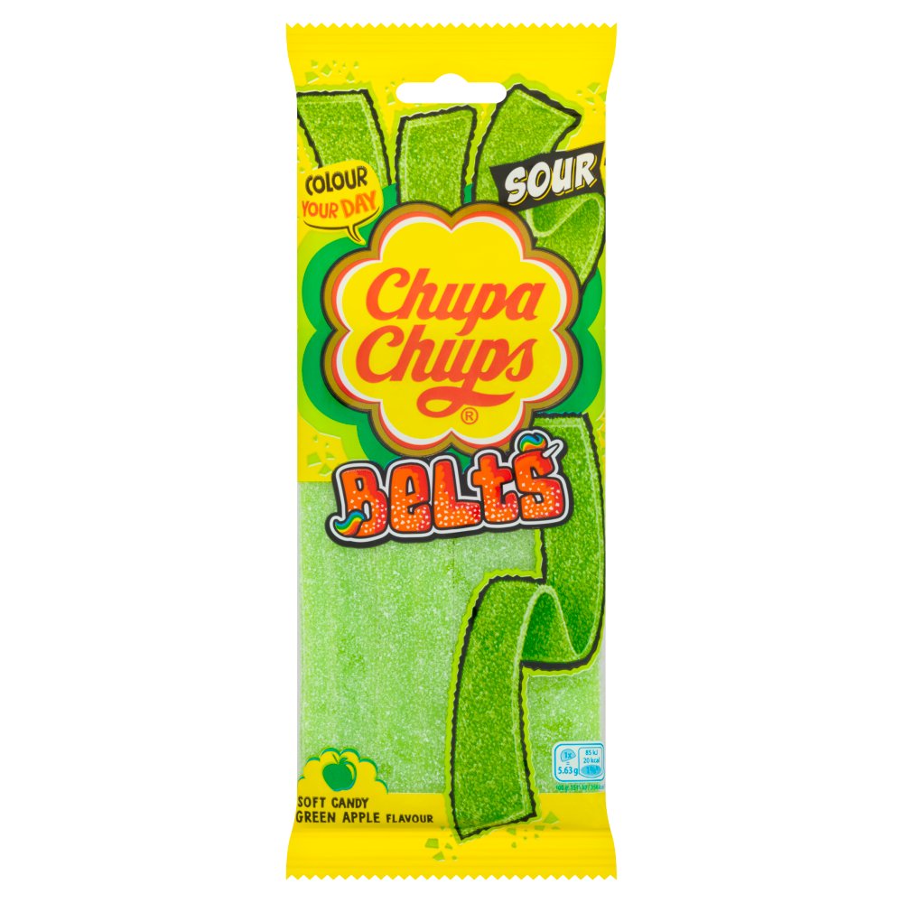 Chupa Chups Sour Colour Belts Soft Candy 90G Apple Flavour