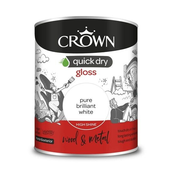 Peinture brillante à séchage rapide Crown, blanc, 750 ml
