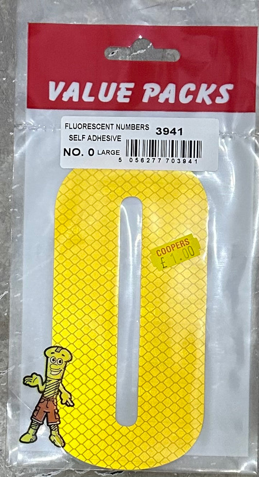 Numéro 0 en grand format fluorescent auto-adhésif