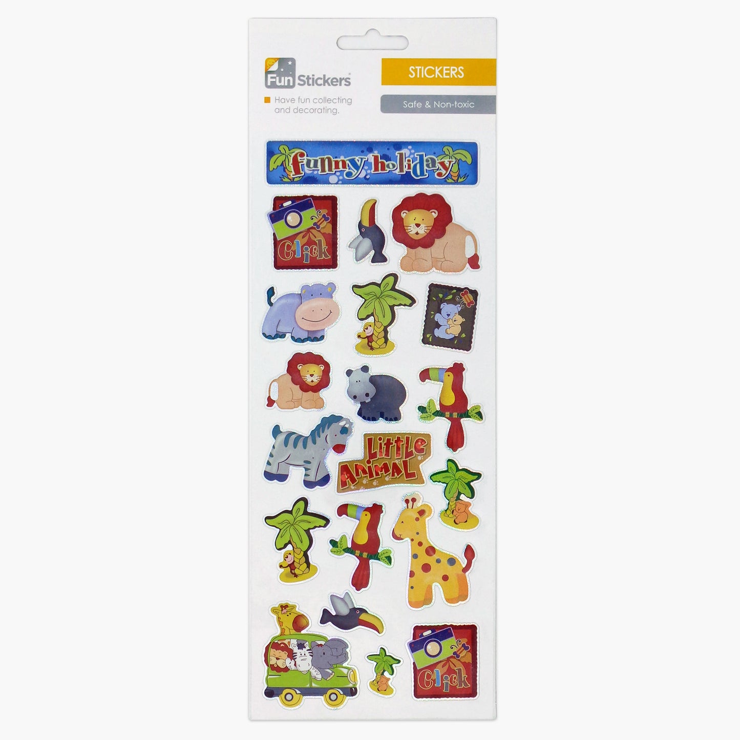 Fun stickers On Safari Wildlife, Animals, Lions, Hippos, Giraffes, Birds, Safari Animals