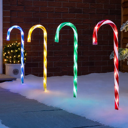 CHRISTOW Lumières de Noël sucre d'orge, décorations de chemin pour extérieur, LED clignotantes, alimentation secteur, lot de 4 x 58cm (multicolore)