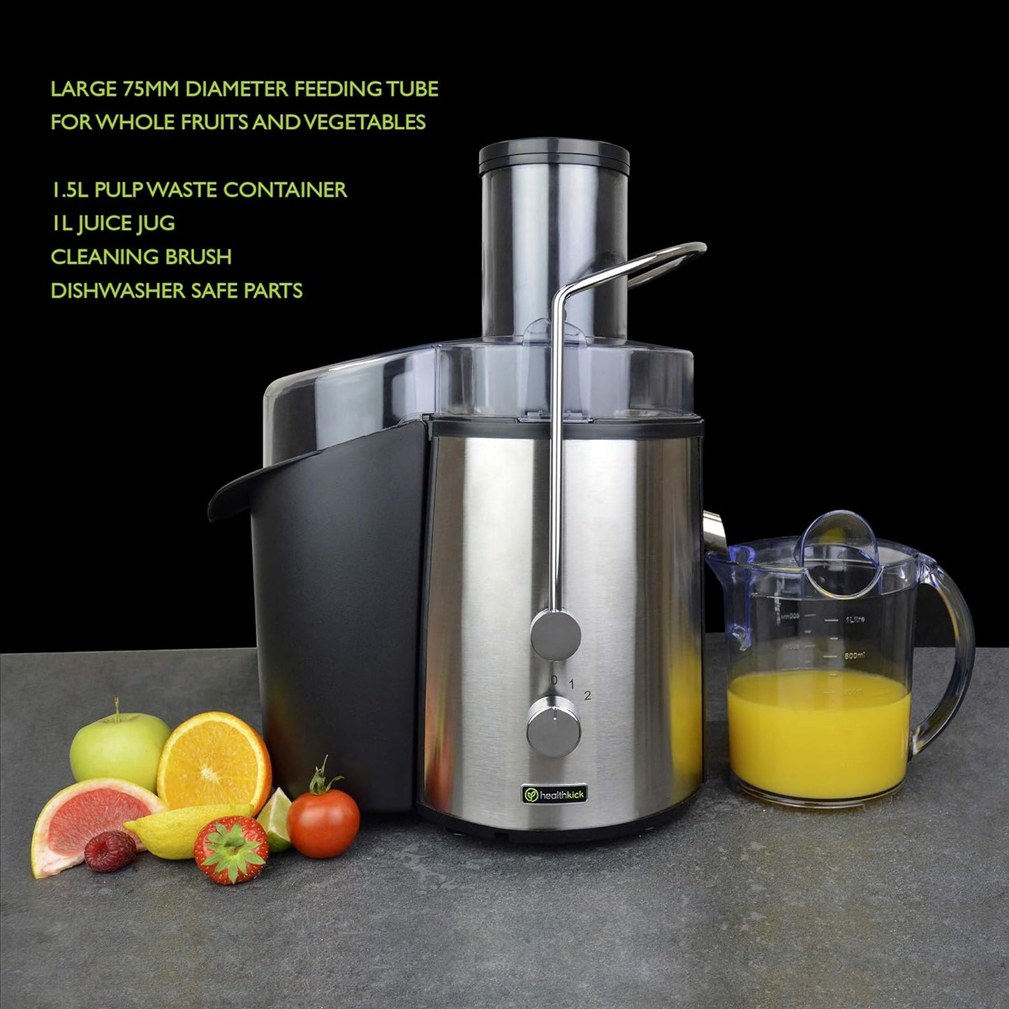 Extracteur de jus de fruits et légumes 850 W Health Kick