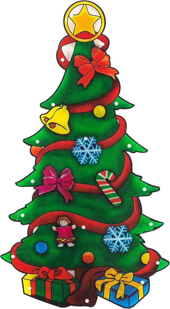 The Christmas Workshop LED Christmas Tree Window Light / Metallic Silhouette Light / Indoor Christmas Decoration / Battery Operated / 45cm x 24cm