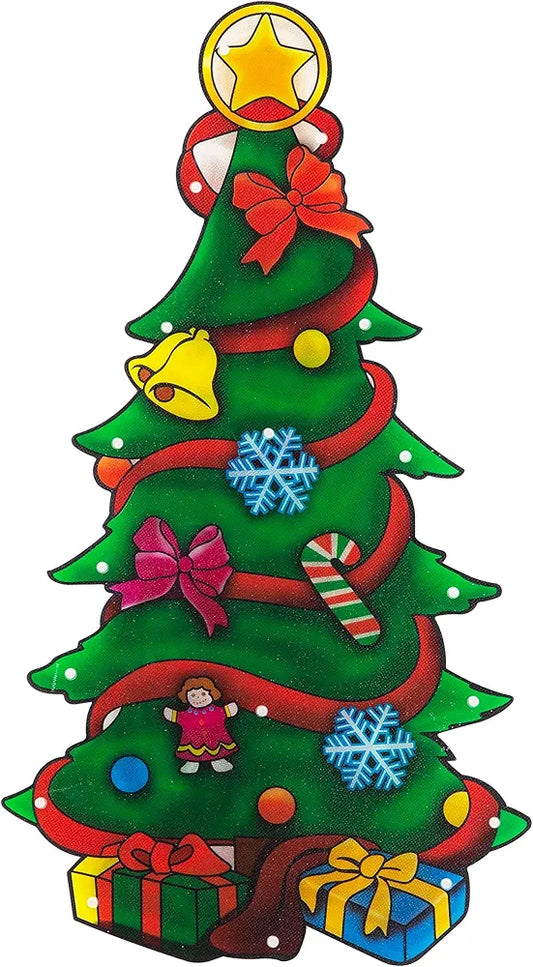 The Christmas Workshop Lumière de fenêtre LED de sapin de Noël / Silhouette métallique lumineuse / Décoration de Noël d'intérieur / Fonctionne sur piles / 45cm x 24cm