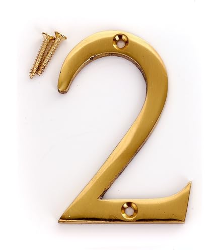 No. 2, 75mm (3") Numerals, Lacquered Solid Brass