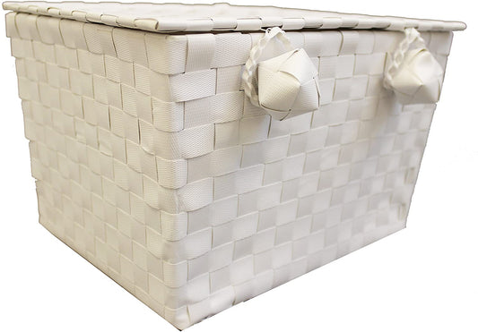 JVL Woven Lidded Storage Unit White,