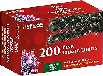 The Christmas Workshop Guirlande Lumineuse de Noël 200 LED Roses Clignotantes / Fées Lumineuses Intérieur ou Extérieur / 13,9 Mètres / 8 Modes d'Éclairage / Idéal pour Noël, Mariages & Jardins