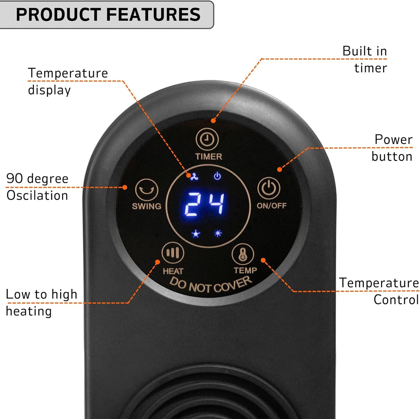 StayWarm 2000w Ceramic Tower Heater with Remote Control
