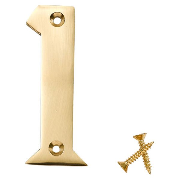 N° 1, chiffres de 75 mm (3 po), laiton massif laqué
