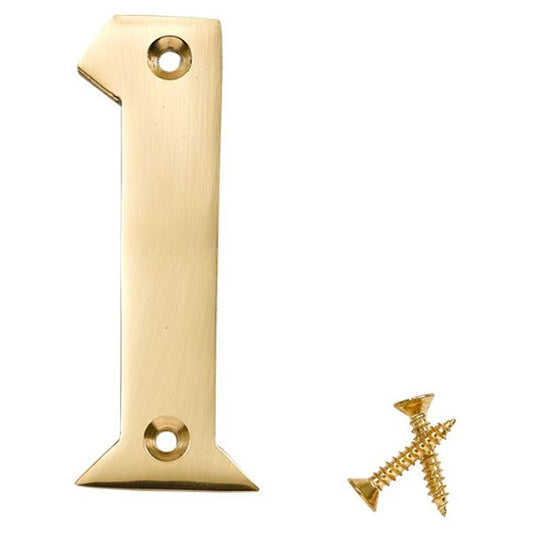 N° 1, chiffres de 75 mm (3 po), laiton massif laqué