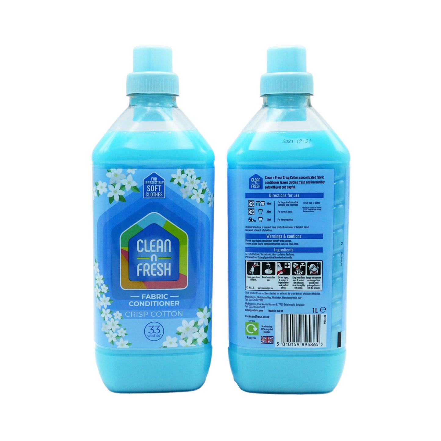 CLEAN & FRESH FABRIC CONDITIO CRISP COTTON 33 WASH 1LTR