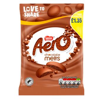 Sachet Partage Chocolat au Lait Aero Melts 80g PVC 1,35 £