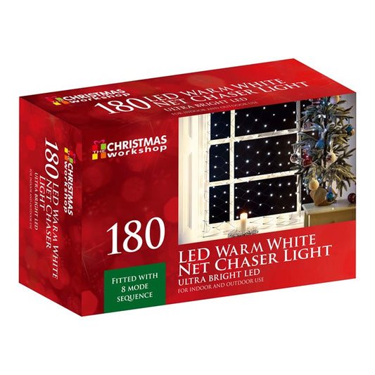 Guirlande lumineuse filet 180 LED blanc chaud à animations