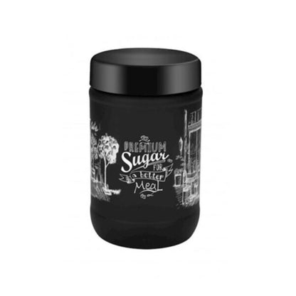 Pot à café et à sucre décoré noir en verre avec couvercle 660 ml