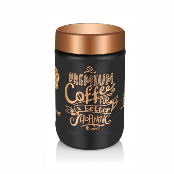 Pot à café et à sucre décoré noir en verre avec couvercle 660 ml
