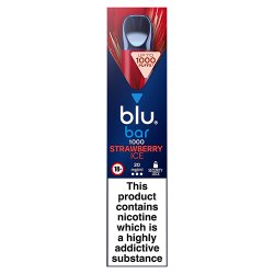 blu bar up to 1000 Strawberry Ice Disposable Vape 20mg/ml 600puffs