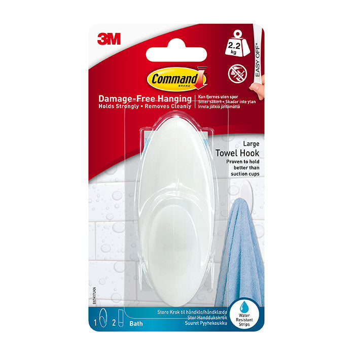 Crochet Adhésif pour Grande Serviette Command BATH17-ES