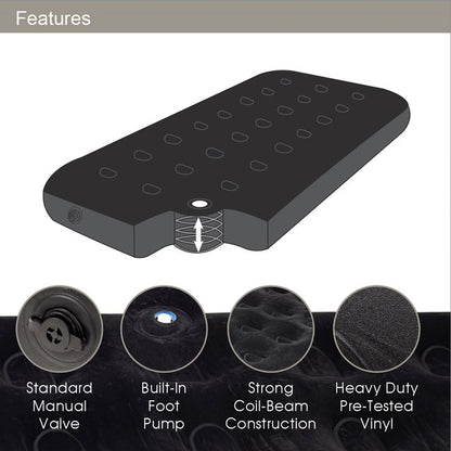 Single Flocked Airbed with built-in Foot pump