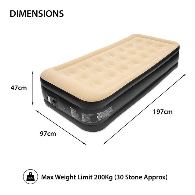 High Raised Twin Airbed + Built in Pump