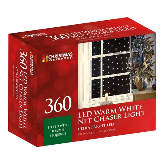 Guirlande lumineuse filet à LED 360 lumières - Blanc chaud