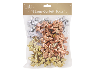 FESTIVE WONDERLAND GRANDS NŒUDS CADEAUX PAILLETTES OR ARGENT 18/PAQ